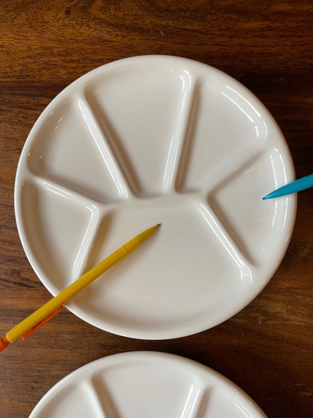 2 White Fondue Plates by Varages Made in France Simple Design - Picture 6 of 8